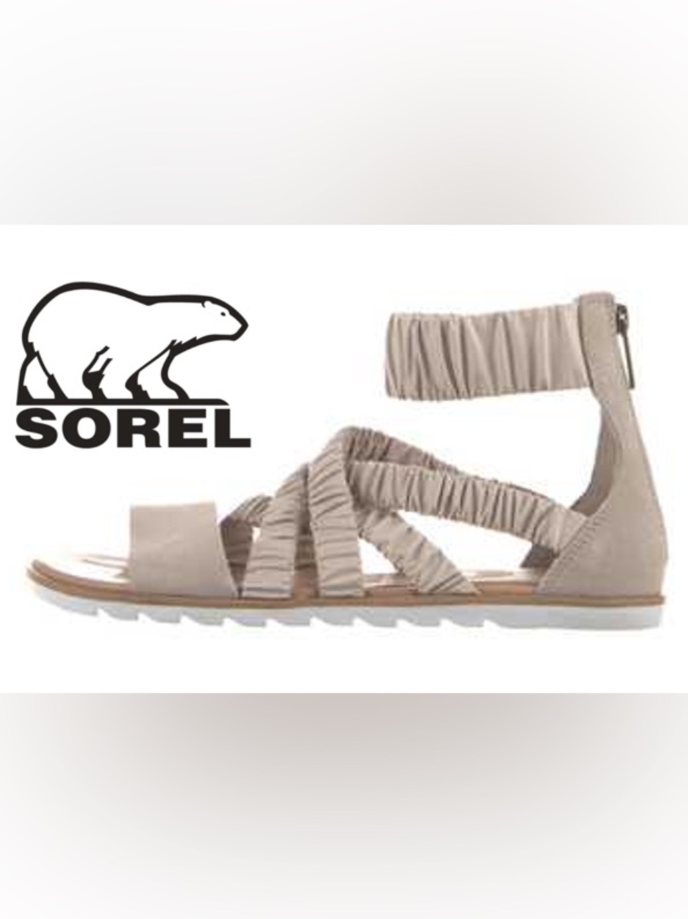 NWOB SOREL Ella Il Sandal Ankle Strap Gladiator Sandal in Sand Sz 9